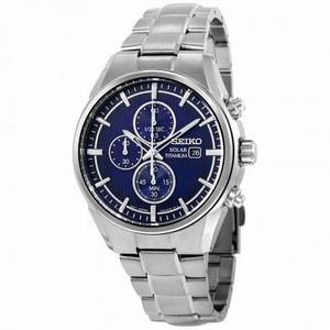 Seiko Solar Chronograph Blue Dial Titanium Men's Watch SSC365