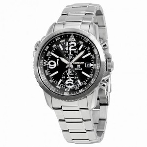 Seiko Solar Chronograph Compass Black Dial Men's Watch SSC075