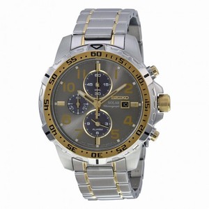 Seiko Solar Chronograph Grey Dial Stainless Steel Men's Watch SSC304