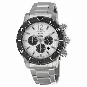 Seiko Solar Chronograph White Dial Stainless Steel Men's Watch SSC243