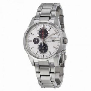 Seiko Solar Chronograph White Dial Stainless Steel Men's Watch SSC083P1