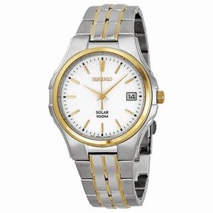 Seiko Solar Dress White Dial Two-tone Men's Watch SNE122