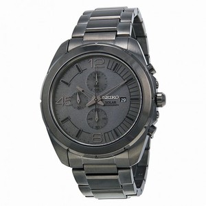 Seiko Solar Grey Dial Gunmetal Chronograph Men's Watch SSC235