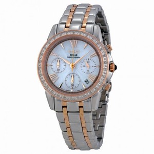 Seiko Solar LeGrand Chronograph Mother of Pearl Dial Two-tone Watch SSC880
