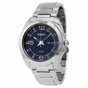 Seiko Solar Metallic Blue Dial Stainless Steel Men's Watch SNE337