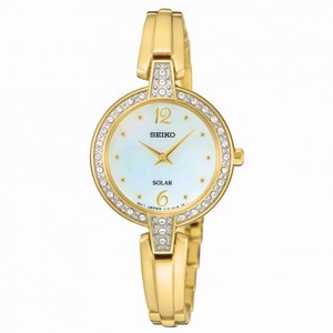 Seiko Solar Mother of Pearl Dial Gold-tone Ladies Watch SUP290