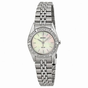 Seiko Solar Mother Of Pearl Dial Stainless Steel Ladies Watch SUP093