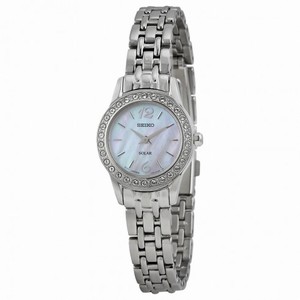 Seiko Solar Mother Of Pearl Dial Stainless Steel Ladies Watch SUP125
