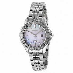 Seiko Solar Mother Of Pearl Dial Stainless Steel Ladies Watch SUT071