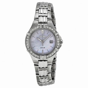 Seiko Solar Mother of Pearl Dial Stainless Steel Ladies Watch SUT087