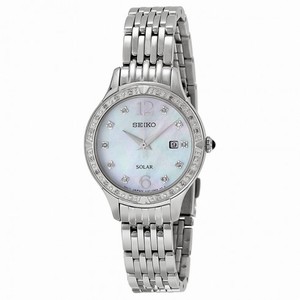 Seiko Solar Mother of Pearl Dial Stainless Steel Ladies Watch SUT091