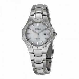 Seiko Solar Mother of Pearl Dial Stainless Steel Ladies Watch SUT123