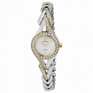 Seiko Solar Mother Of Pearl Dial Two-Tone Stainless Steel Ladies Watch SUP174