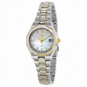 Seiko Solar Mother of Pearl Dial Two-Tone Stainless Steel Ladies Watch SUT058
