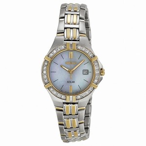 Seiko Solar Mother of Pearl Dial Two-tone Ladies Watch SUT088