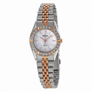Seiko Solar Mother Of Pearl Dial Two-Tone Stainless Steel Ladies Watch SUP112