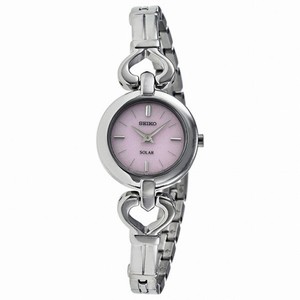 Seiko Solar Pink Dial Heart-Shaped Lugs Stainless Steel Ladies Watch SUP135