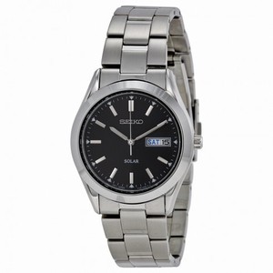 Seiko Solar Quartz Black Dial Men's Watch SNE039