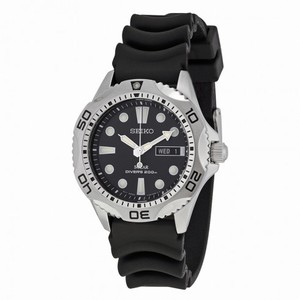 Seiko Solar Quartz Dive Black Dial Men's Watch SNE107P2