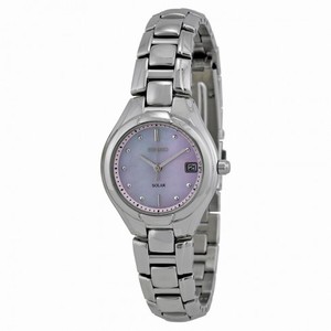 Seiko Solar Quartz Pink Dial Ladies Watch SUT063