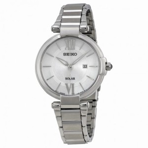 Seiko Solar Silver Dial Stainless Steel Ladies Watch SUT153