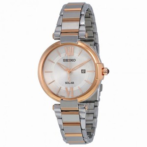 Seiko Solar Silver Dial Stainless Steel Ladies Watch SUT156