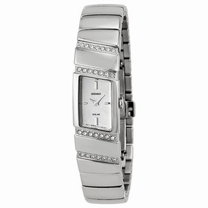 Seiko Solar Silver Dial Swarovski Crystal Ladies Watch Sup167