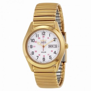 Seiko Solar White Dial Gold-tone Men's Watch SNE064