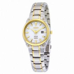 Seiko Solar White Dial Stainless Steel Ladies Watch SUT128