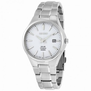 Seiko Solar White Dial Titanium Men's Watch SNE375