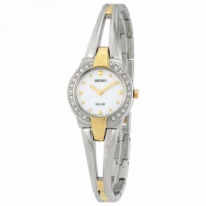 Seiko Solar White Dial Two-tone Ladies Watch SUP206