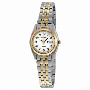 Seiko Solar White Dial Two-tone ladies Watch SUT116