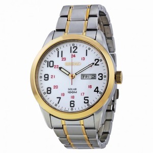 Seiko Solar White Dial Two-tone Men's Watch SNE370