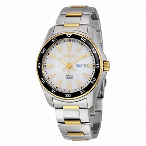 Seiko Solar White Dial Two-tone Men's Watch SNE394