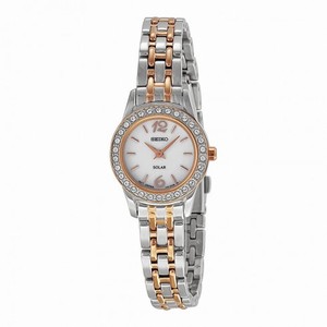 Seiko Solar White Dial Two-tone Stainless Steel Ladies Watch SUP130