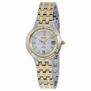 Seiko Solar White Dial Two-tone Stainless Steel Ladies Watch SUT020