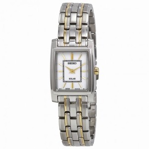 Seiko White Dial Two Tone Steel Solar Ladies Watch SUP079