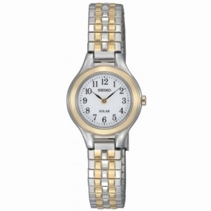 Seiko Solar White Dial Two-tone Stainless Steel Ladies Watch SUP100