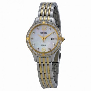 Seiko Solar White Dial Two-Tone Stainless Steel Ladies Watch SUT092