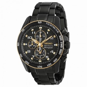Seiko Sportura Black Dial Black Stainless Steel Men's Watch SNAF34