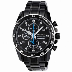 Seiko Sportura Black Dial Chronograph Stainless Steel Men's Watch SNAE77