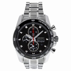 Seiko Sportura Chronograph Alarm Black Dial Men's Watch SNAE69