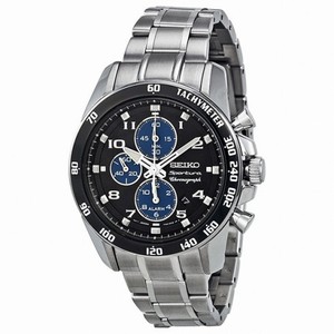 Seiko Sportura Chronograph Black Dial Stainless Steel Men's Watch SNAE63