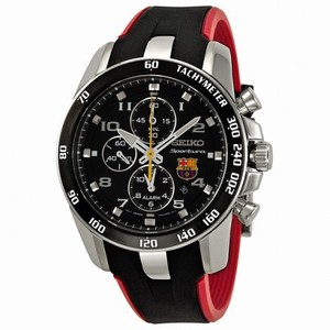Seiko Sportura FC Barcelona Chronograph Black Dial Men's Watch SNAE93