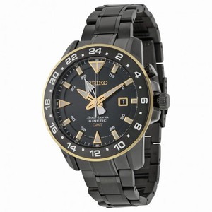 Seiko Sportura Kinetic GMT Black Dial Stainless Steel Men's Watch SUN026
