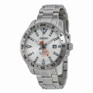 Seiko Sportura Kinetic GMT White Dial Stainless Steel Men's Watch SUN025