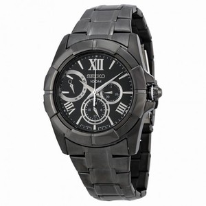 Seiko Sportura Multi-Function Black Dial Black Ion-plated Men's Watch SNT045
