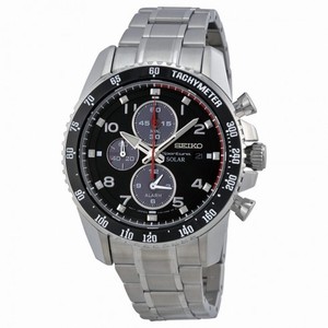 Seiko Sportura Solar Chronograph Black Dial Stainless Steel Men's Watch SSC271
