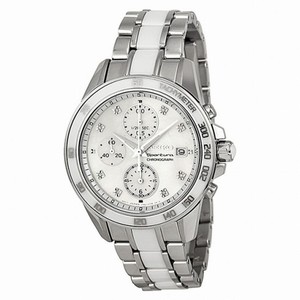 Seiko Sportura White Dial Stainless Steel and White Ceramic Ladies Watch SNDX95