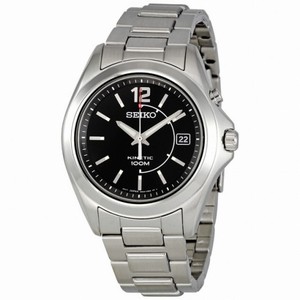 Seiko Stainless Steel Black Dial Kinetic Men's Watch SKA477